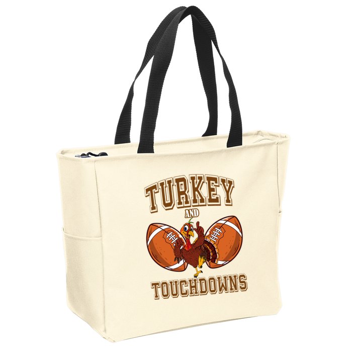 Turkey And Touchdowns Thanksgiving Football Zip Tote Bag