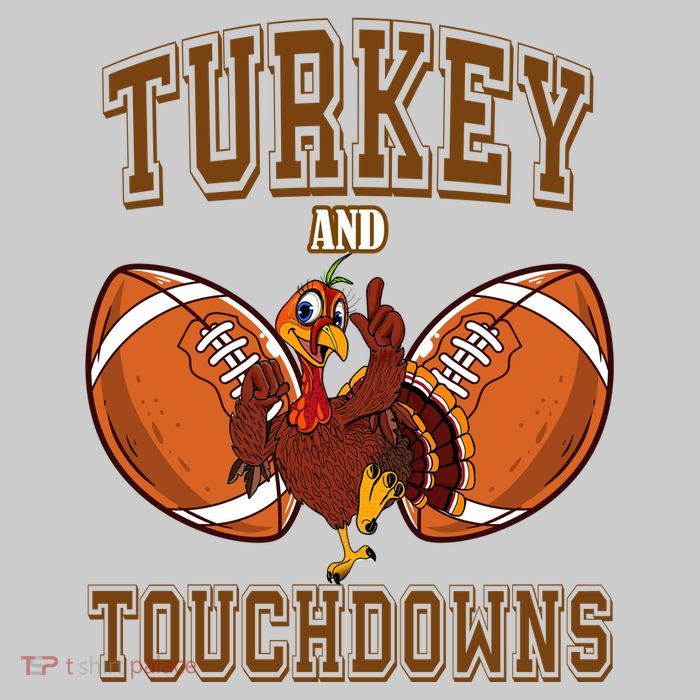 Turkey And Touchdowns Thanksgiving Football Tie-Dye T-Shirt