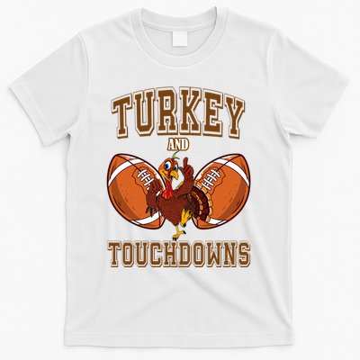Turkey And Touchdowns Thanksgiving Football T-Shirt