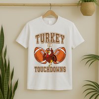 Turkey And Touchdowns Thanksgiving Football T-Shirt