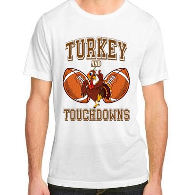 Turkey And Touchdowns Thanksgiving Football Adult ChromaSoft Performance T-Shirt