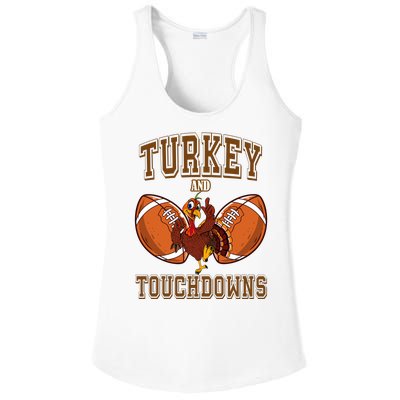 Turkey And Touchdowns Thanksgiving Football Ladies PosiCharge Competitor Racerback Tank