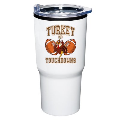 Turkey And Touchdowns Thanksgiving Football Tumbler