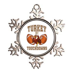 Turkey And Touchdowns Thanksgiving Football Metallic Star Ornament