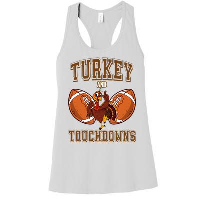 Turkey And Touchdowns Thanksgiving Football Women's Racerback Tank