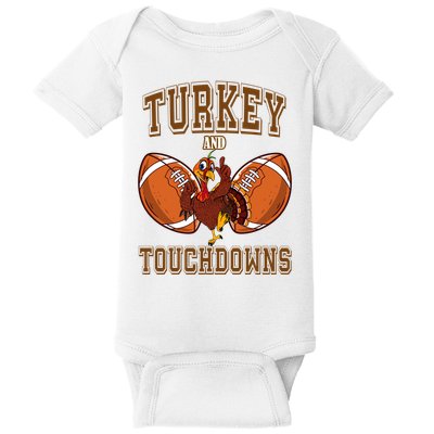 Turkey And Touchdowns Thanksgiving Football Baby Bodysuit