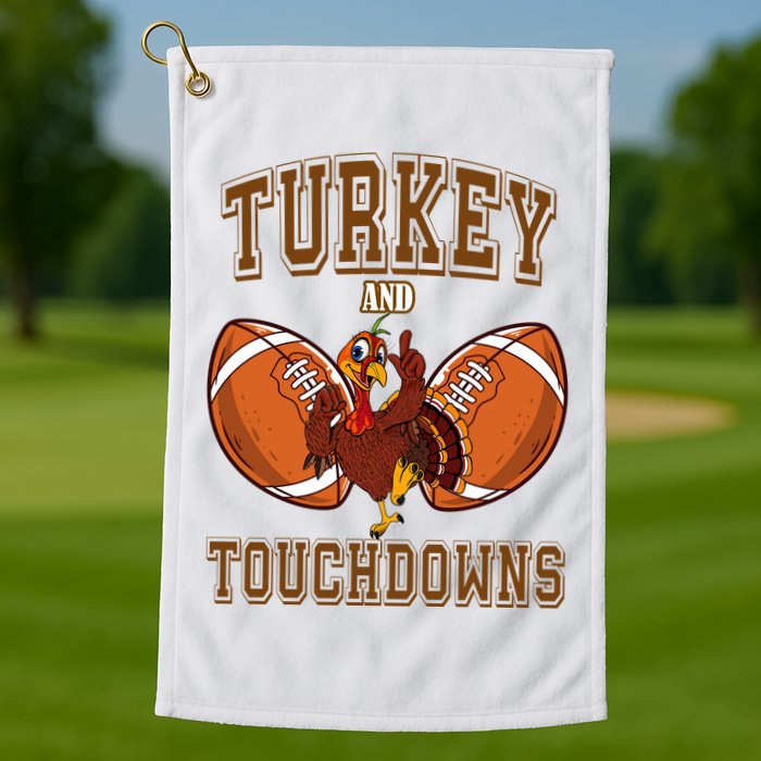 Turkey And Touchdowns Thanksgiving Football Golf Towel