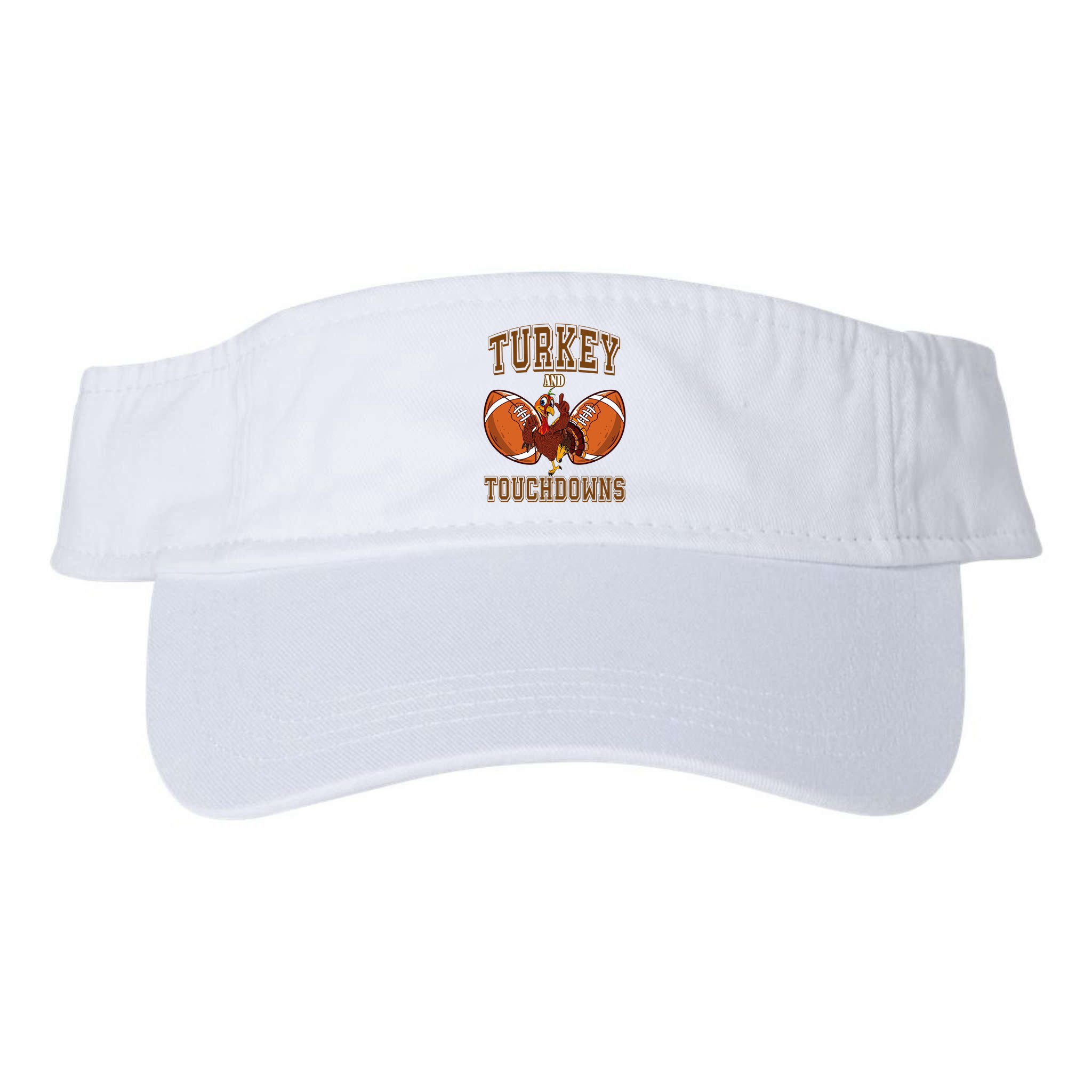 Turkey And Touchdowns Thanksgiving Football Visor
