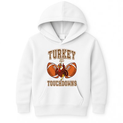 Turkey And Touchdowns Thanksgiving Football Kids Hoodie