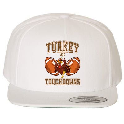 Turkey And Touchdowns Thanksgiving Football Wool Snapback Cap