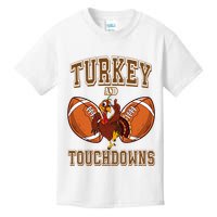 Turkey And Touchdowns Thanksgiving Football Kids T-Shirt