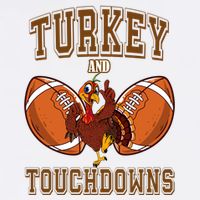 Turkey And Touchdowns Thanksgiving Football Kids T-Shirt