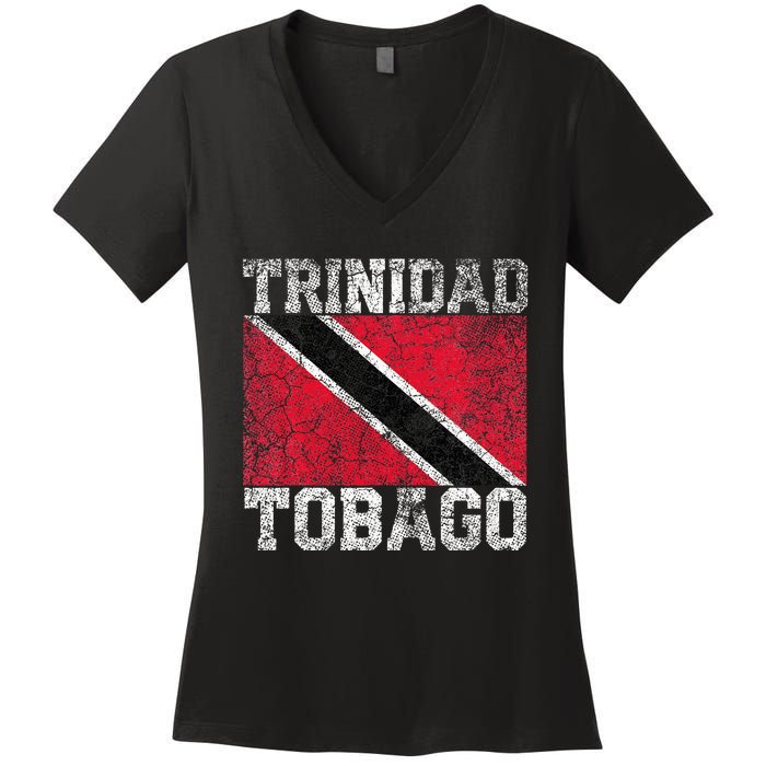 Trinidad And Tobago Flag National Pride Roots Country Family Women's V-Neck T-Shirt