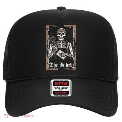 Tattoo Artist Tattooist Tattoos Skeleton Tarot Card High Crown Mesh Back Trucker Hat