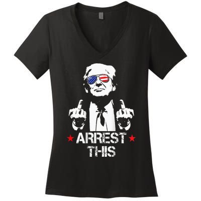 Trump Arrest This 2 Sided Trump 2024 Women's V-Neck T-Shirt