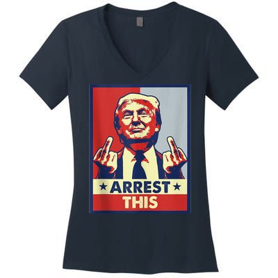 Trump Arrest This Fingers Pro Trump Women's V-Neck T-Shirt