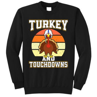 Turkey and Touchdowns Funny Thanksgiving Football Boys Tall Sweatshirt