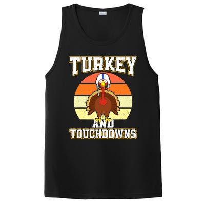 Turkey and Touchdowns Funny Thanksgiving Football Boys PosiCharge Competitor Tank