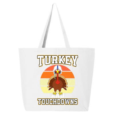 Turkey and Touchdowns Funny Thanksgiving Football Boys 25L Jumbo Tote