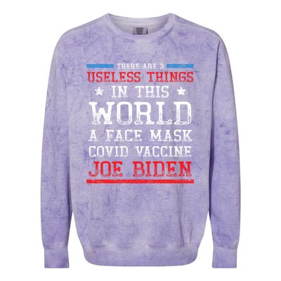 There Are Three Useless Things In This World Funny Biden Great Gift Colorblast Crewneck Sweatshirt