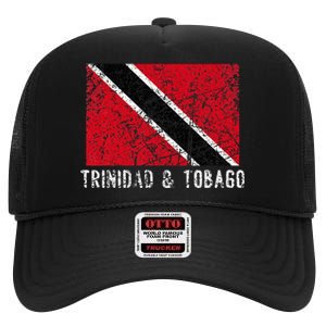 Trinidad And Tobago Distressed Caribbean High Crown Mesh Back Trucker Hat