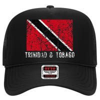 Trinidad And Tobago Distressed Caribbean High Crown Mesh Back Trucker Hat