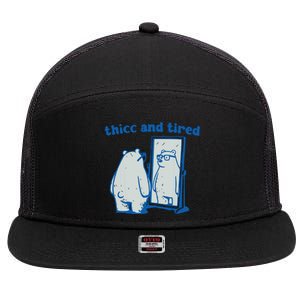 Thicc And Tired Bear 7 Panel Mesh Trucker Snapback Hat