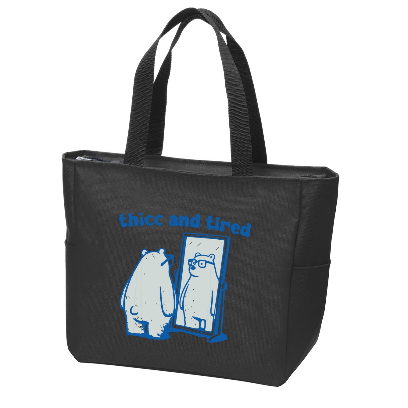 Thicc And Tired Bear Zip Tote Bag