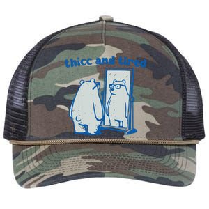 Thicc And Tired Bear Retro Rope Trucker Hat Cap