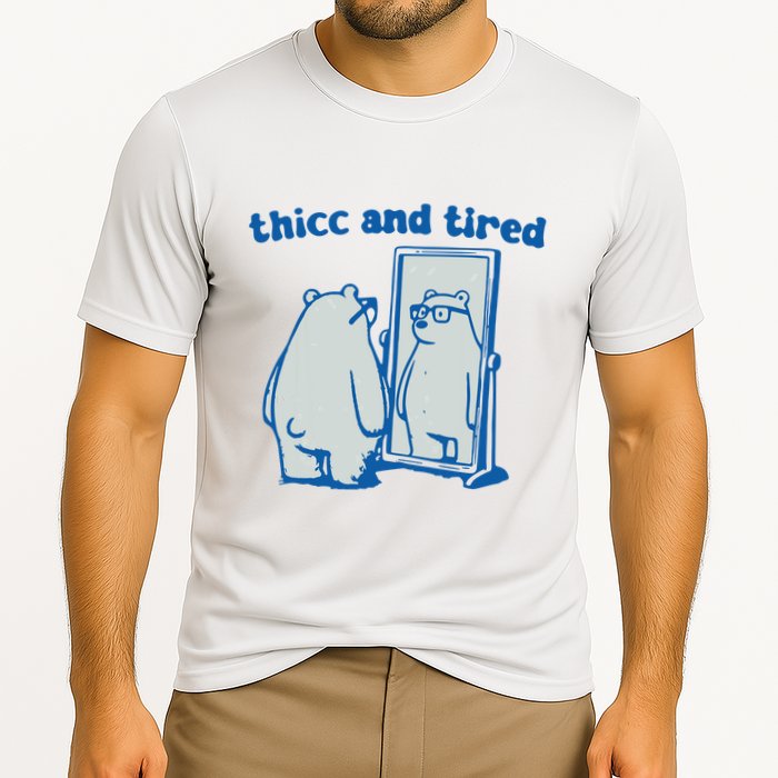 Thicc And Tired Bear Cooling Performance Crew T-Shirt