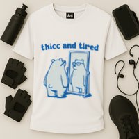 Thicc And Tired Bear Cooling Performance Crew T-Shirt