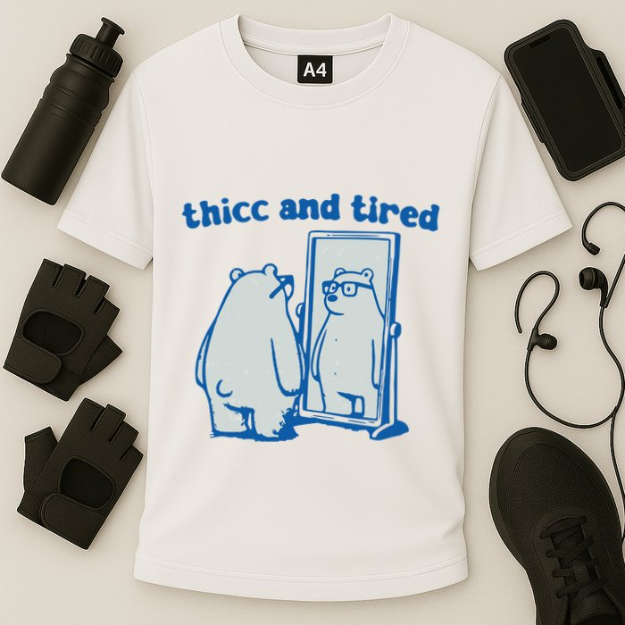 Thicc And Tired Bear Cooling Performance Crew T-Shirt