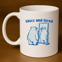 Thicc And Tired Bear 11oz C Handle Ceramic Mug