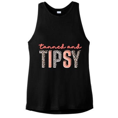 Tanned And Tipsy Summer Funny Beach Taned And Tipsy Summer Tip Ladies PosiCharge Tri-Blend Wicking Tank