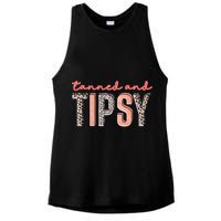 Tanned And Tipsy Summer Funny Beach Taned And Tipsy Summer Tip Ladies PosiCharge Tri-Blend Wicking Tank