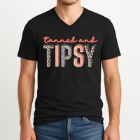 Tanned And Tipsy Summer Funny Beach Taned And Tipsy Summer Tip V-Neck T-Shirt
