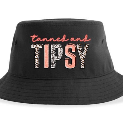 Tanned And Tipsy Summer Funny Beach Taned And Tipsy Summer Tip Sustainable Bucket Hat