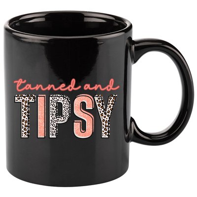 Tanned And Tipsy Summer Funny Beach Taned And Tipsy Summer Tip 11oz C Handle Ceramic Mug