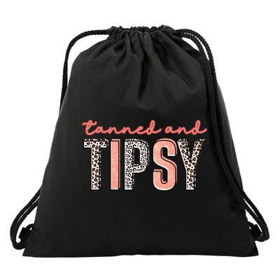 Tanned And Tipsy Summer Funny Beach Taned And Tipsy Summer Tip Drawstring Bag