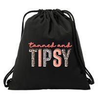 Tanned And Tipsy Summer Funny Beach Taned And Tipsy Summer Tip Drawstring Bag