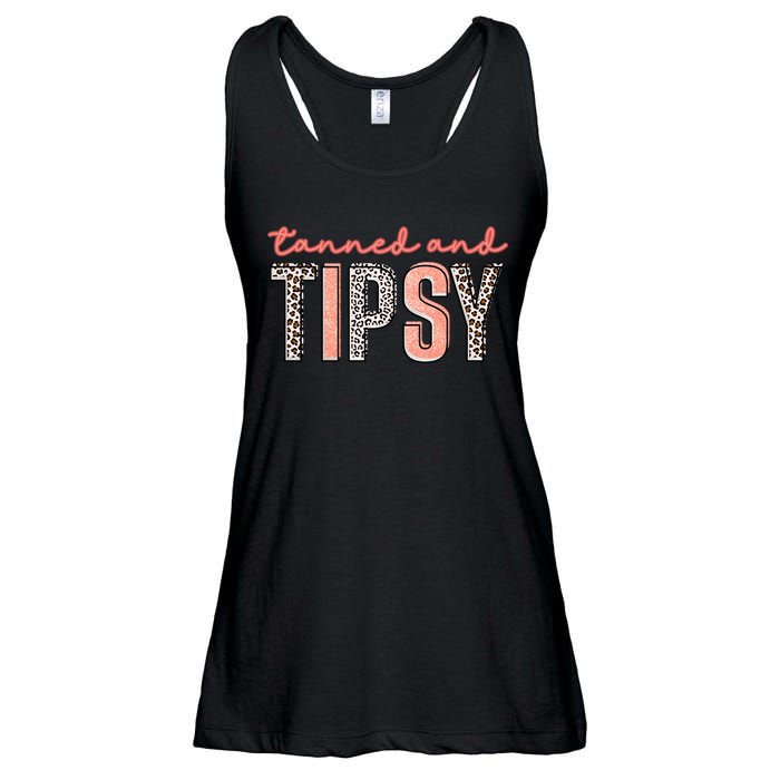 Tanned And Tipsy Summer Funny Beach Taned And Tipsy Summer Tip Ladies Essential Flowy Tank