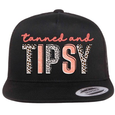 Tanned And Tipsy Summer Funny Beach Taned And Tipsy Summer Tip Flat Bill Trucker Hat