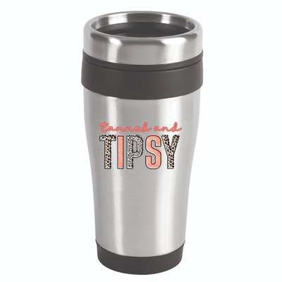 Tanned And Tipsy Summer Funny Beach Taned And Tipsy Summer Tip 16oz Travel Tumbler
