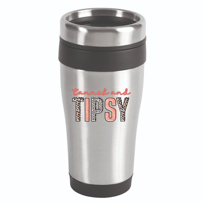 Tanned And Tipsy Summer Funny Beach Taned And Tipsy Summer Tip 16oz Travel Tumbler