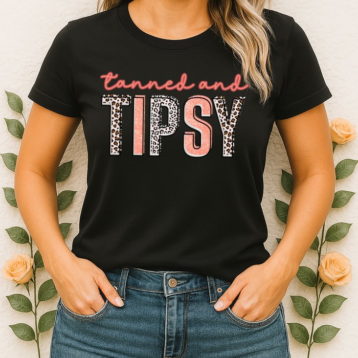 Tanned And Tipsy Summer Funny Beach Taned And Tipsy Summer Tip Womens T-Shirt