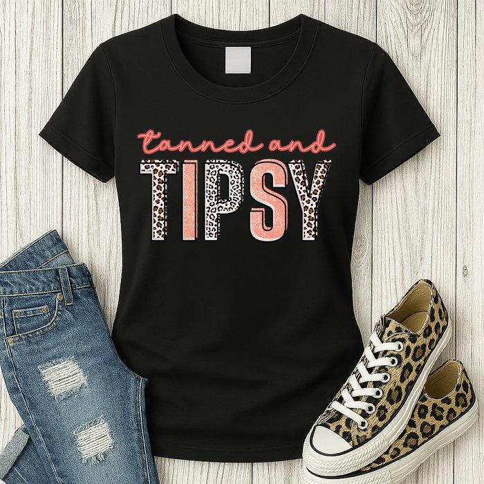 Tanned And Tipsy Summer Funny Beach Taned And Tipsy Summer Tip Womens T-Shirt