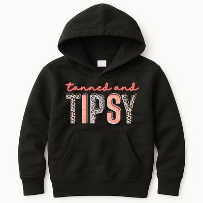 Tanned And Tipsy Summer Funny Beach Taned And Tipsy Summer Tip Kids Hoodie