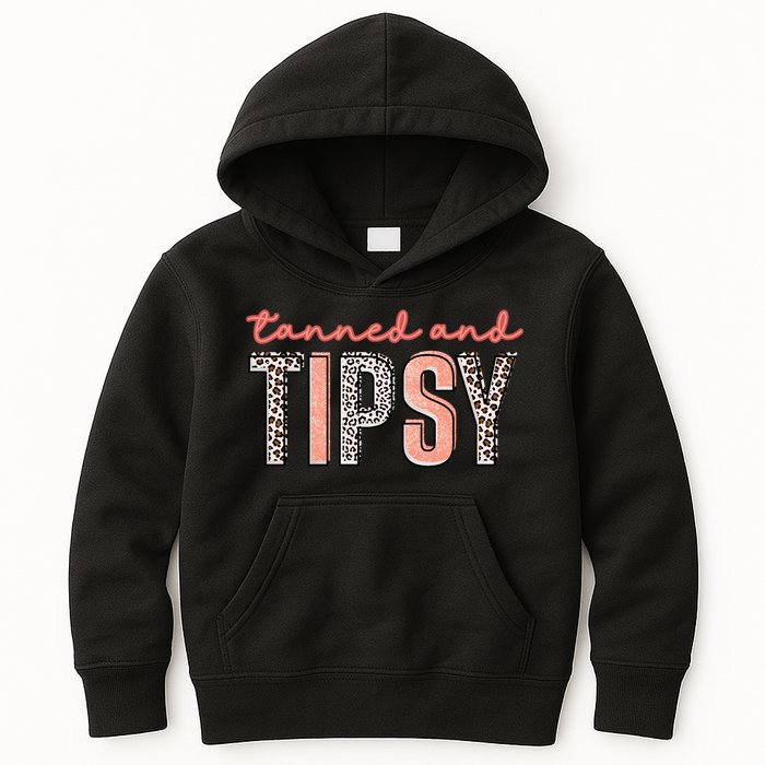 Tanned And Tipsy Summer Funny Beach Taned And Tipsy Summer Tip Kids Hoodie