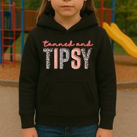 Tanned And Tipsy Summer Funny Beach Taned And Tipsy Summer Tip Kids Hoodie