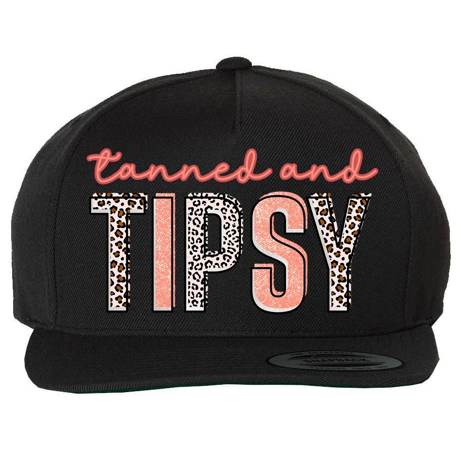 Tanned And Tipsy Summer Funny Beach Taned And Tipsy Summer Tip Wool Snapback Cap